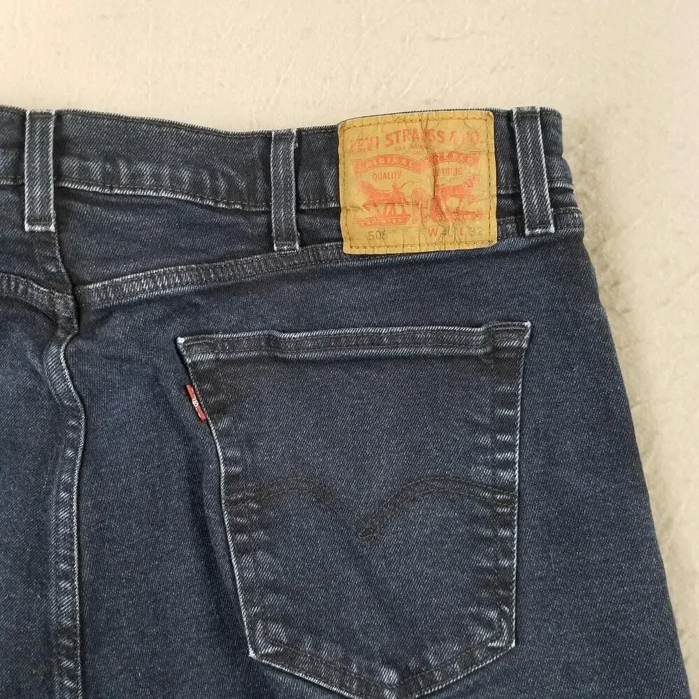 Levis 505‎ Jeans Mens 40x32 Blue Denim Straight Leg Zip Fly Classic 500 Series